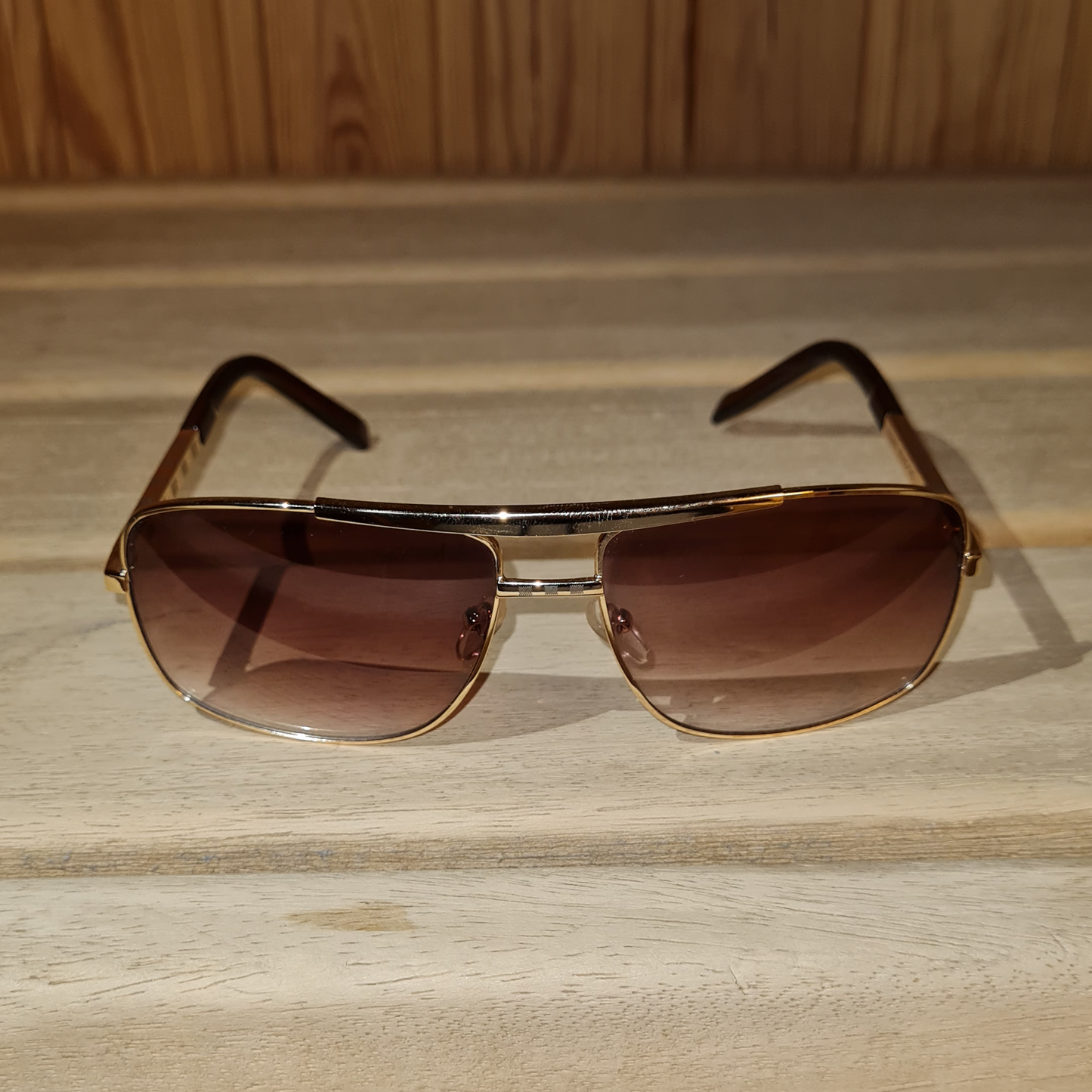 High Quality Brand New Gold Gradient Brown Lens Monogram Sunglasses Andrew  Tate